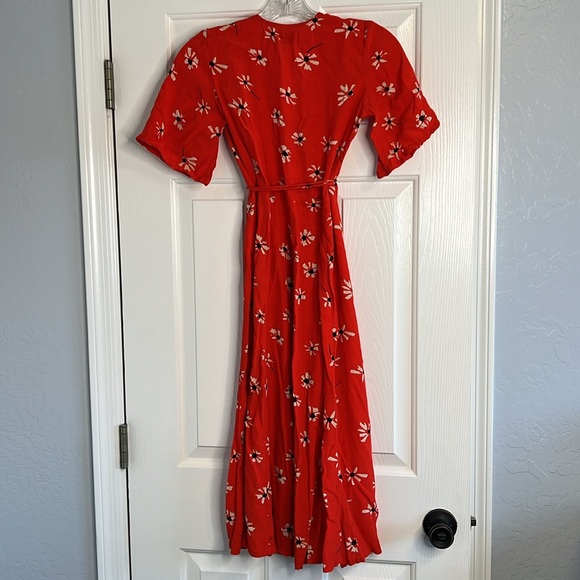 Faithfull the Brand x Anthropologie Riviera Bright Red Floral Wrap Dress XS - Picture 4 of 13